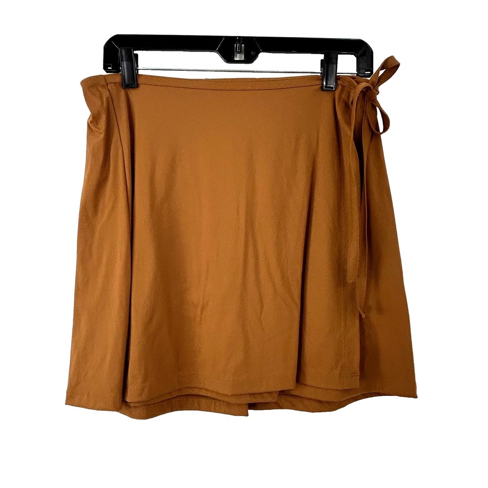 Ododos Women Brown Wrap Skort Built In Short High Waist Tennis Skirt Pocket Sz L